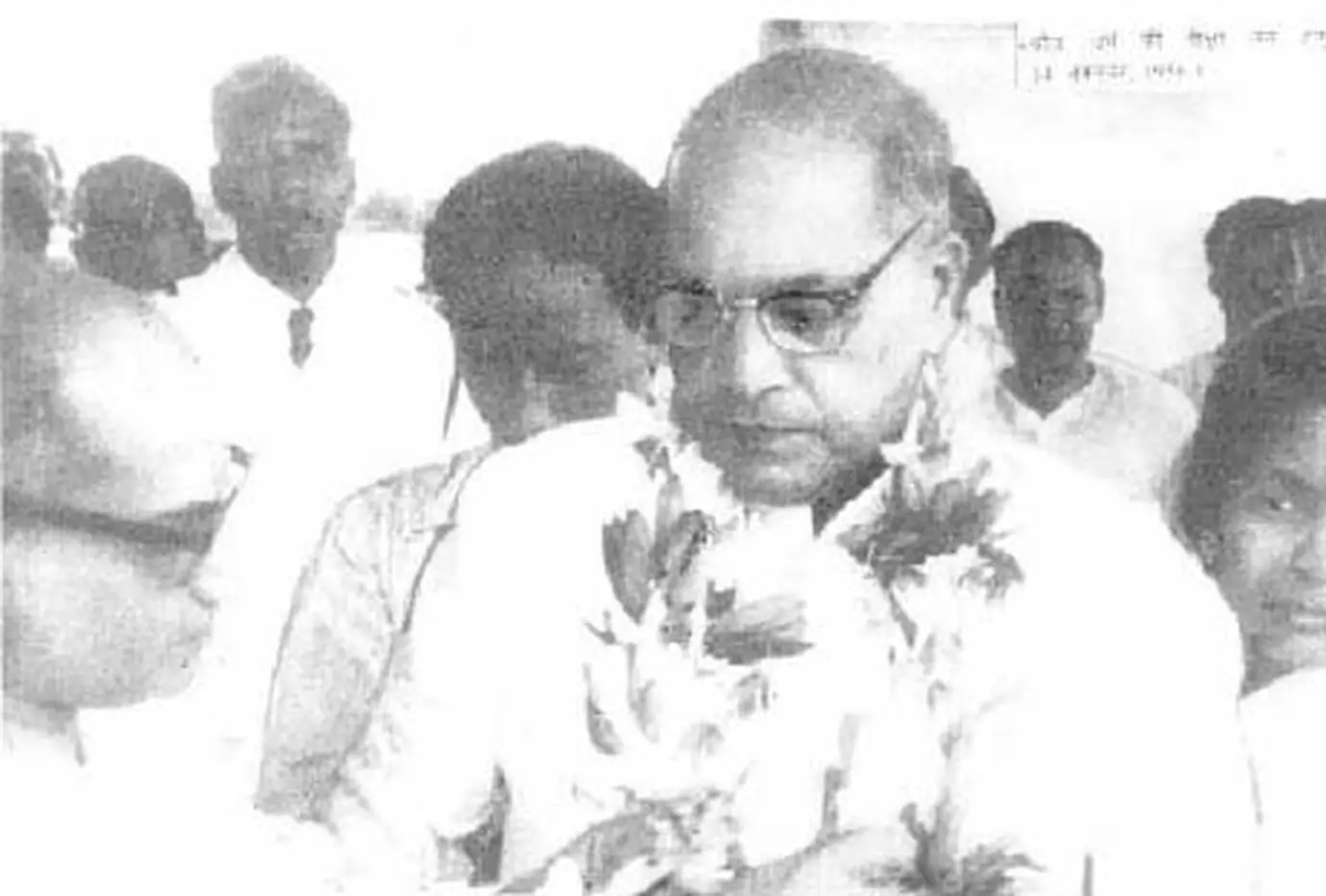 Nagpur, 14 October 1956. Ambedkar and his wife Dr. Savita Ambedkar arriving at the Dhamma Deeksha ground — the end of the twenty-one-year search.